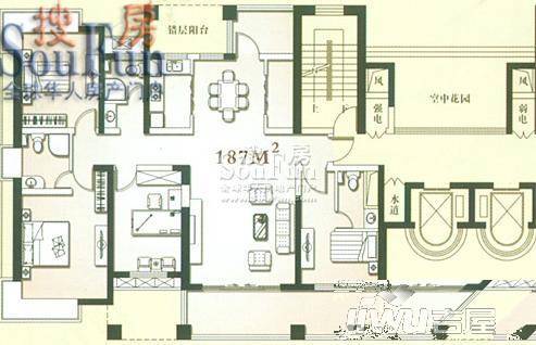 开元山庄紫庭苑3室2厅2卫153.5㎡户型图