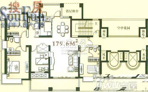 开元山庄紫庭苑3室2厅2卫153.5㎡户型图