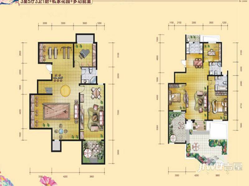 首创漫香郡公寓3室2厅2卫150㎡户型图