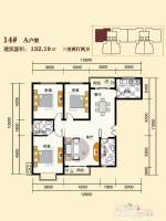 时丰中央公园原山3室2厅2卫132.2㎡户型图