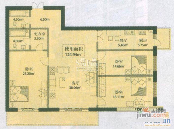 世纪嘉园2室2厅1卫55.8㎡户型图