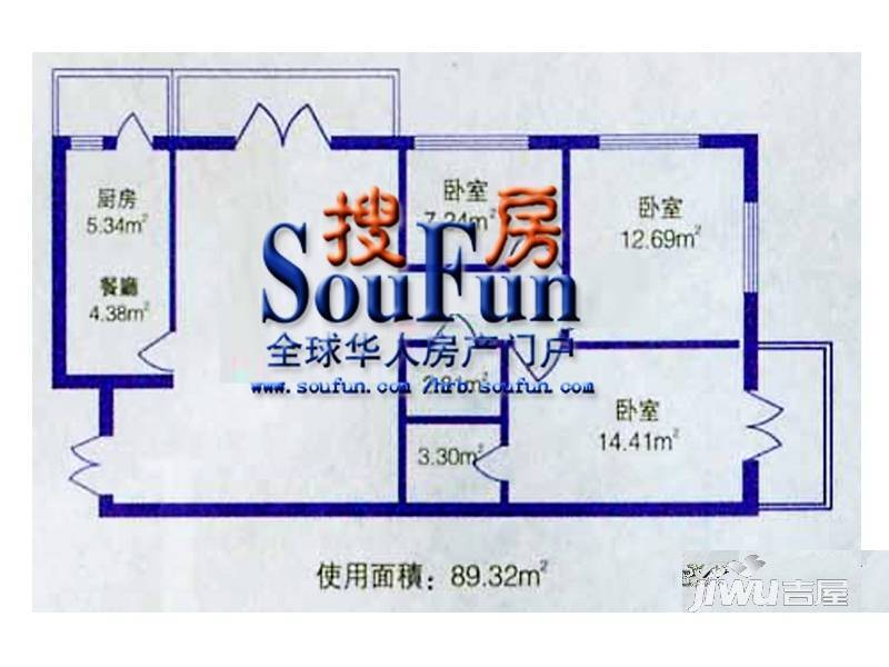 世纪嘉园2室2厅1卫55.8㎡户型图