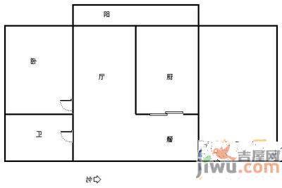 海富康城2室1厅1卫121㎡户型图