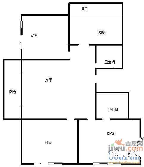 海富康城2室1厅1卫121㎡户型图