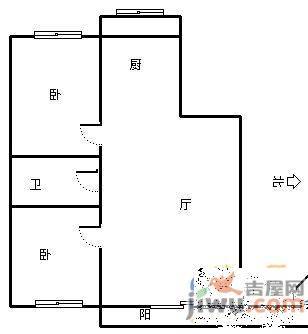 海富康城2室1厅1卫121㎡户型图