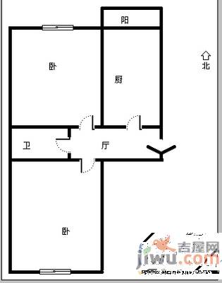 海富康城2室1厅1卫121㎡户型图