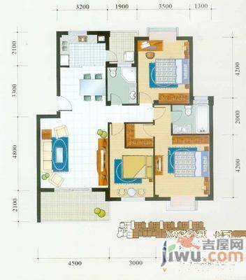 海富康城2室1厅1卫121㎡户型图