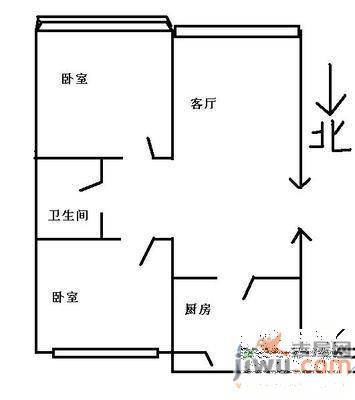 海富康城2室1厅1卫121㎡户型图