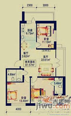 中北春城三期2室2厅1卫71.6㎡户型图