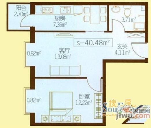 量具新区2室2厅1卫户型图