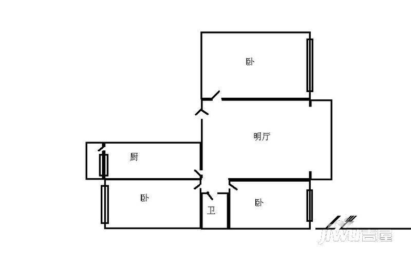 华侨名苑3室1厅1卫户型图