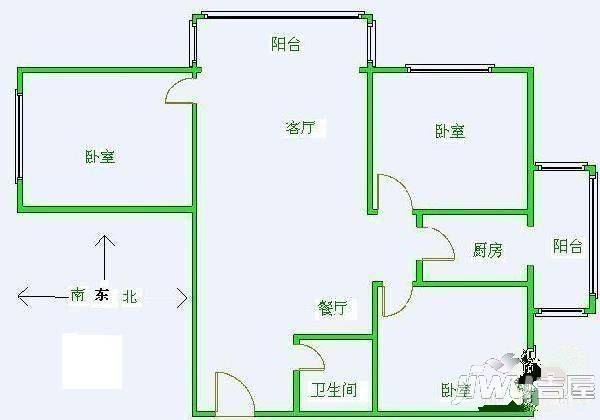 建科大厦3室1厅2卫户型图