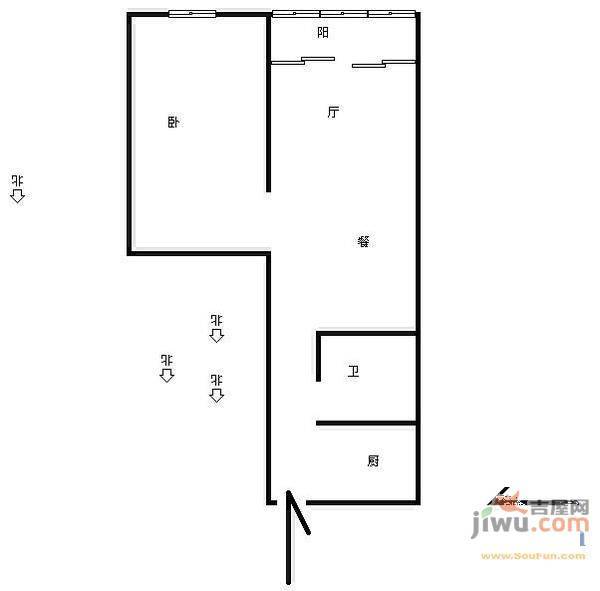 建工小区2室1厅1卫户型图