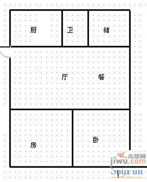 粮库小区3室1厅1卫64㎡户型图