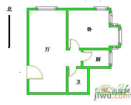 龙升花园1室1厅1卫户型图