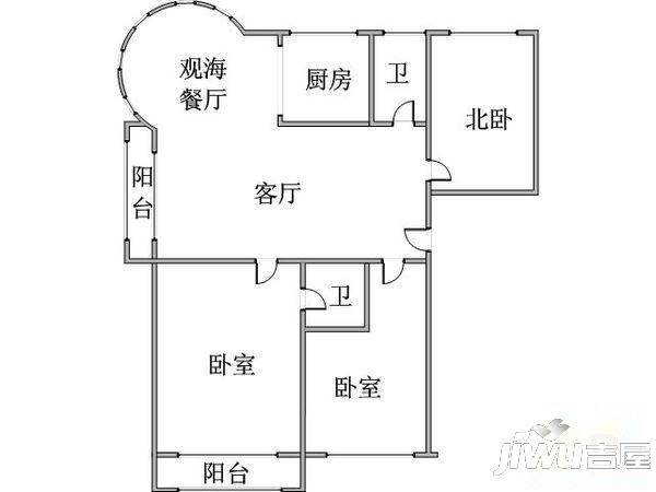 龙福小区2室1厅1卫户型图