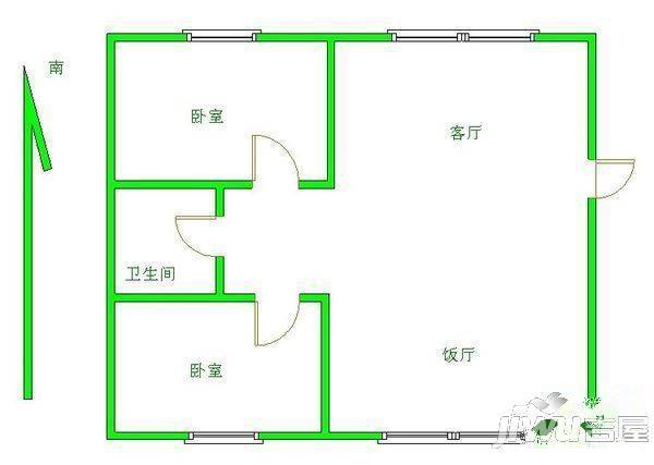 龙福小区2室1厅1卫户型图