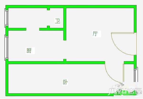 龙福小区2室1厅1卫户型图