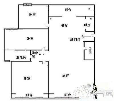 金荷怡园2室1厅1卫户型图