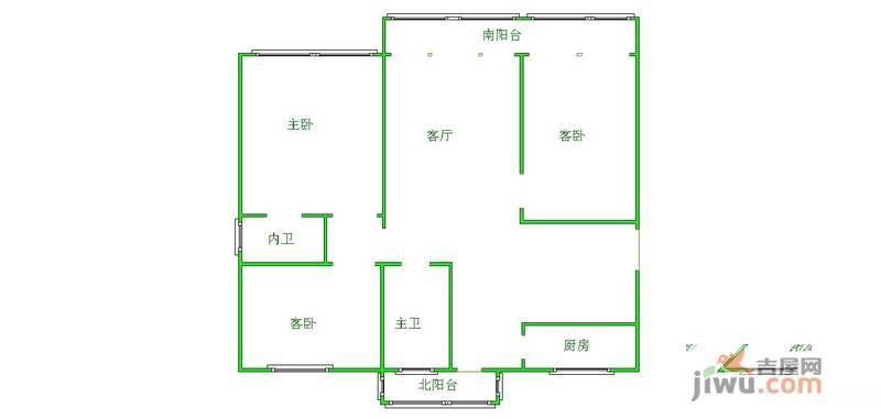 天鹅湖花园2室1厅1卫户型图