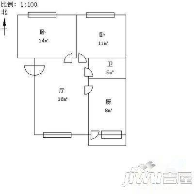 宏博家园2室2厅1卫户型图