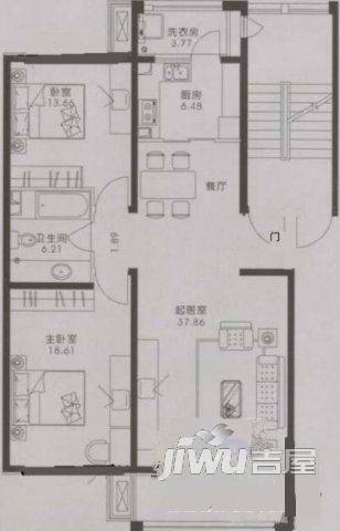 宏博家园2室2厅1卫户型图