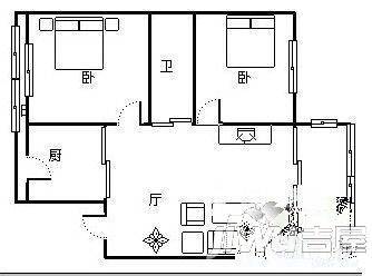 文治家园2室1厅1卫户型图