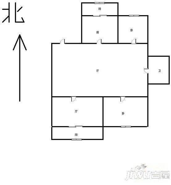 四史小区2室2厅1卫户型图