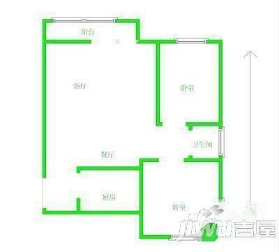 新新花园2室1厅1卫户型图