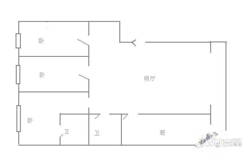 湘江丽园2室1厅1卫160㎡户型图
