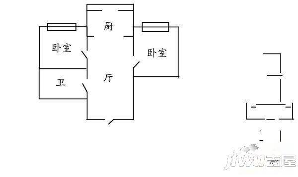 怡园小区2室1厅1卫户型图