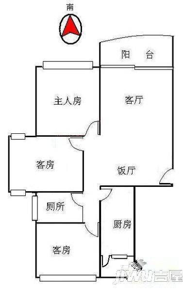 幽静家园3室2厅1卫户型图