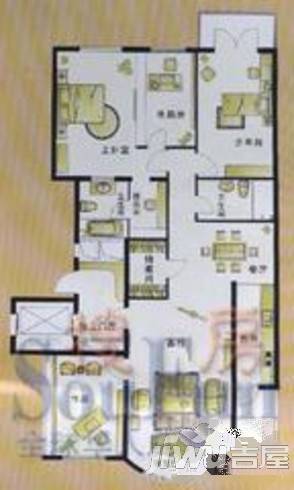 北鸿河畔公寓4室1厅1卫130㎡户型图