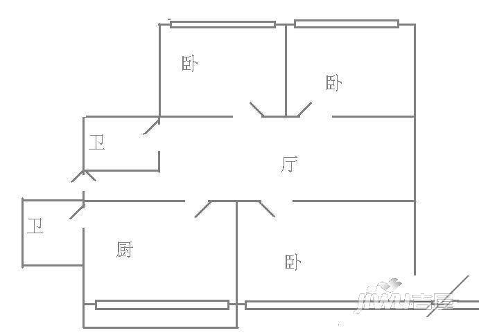 八区四巷3室2厅2卫户型图