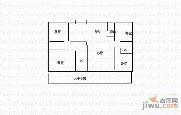 城安小区1室1厅1卫户型图