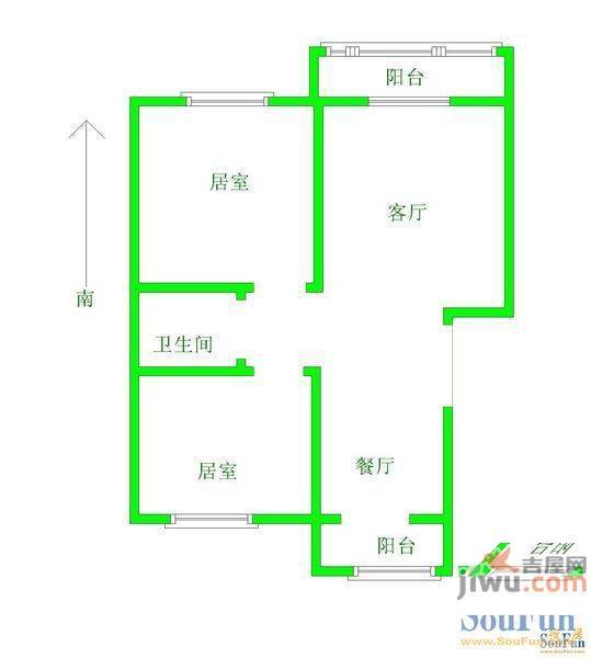 城安小区1室1厅1卫户型图