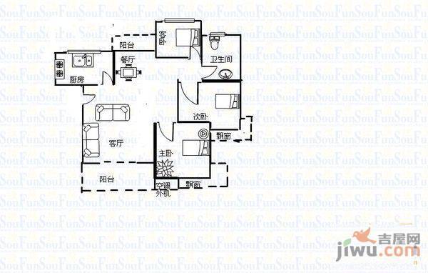 城安小区1室1厅1卫户型图