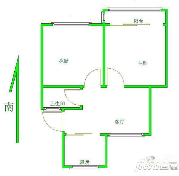 北辰国际1室1厅1卫户型图