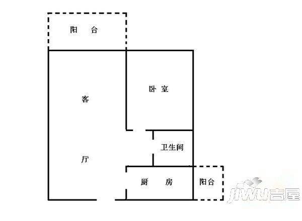 大观园1室1厅1卫35㎡户型图