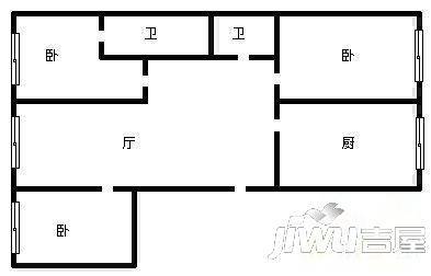 长江名苑2室2厅1卫125㎡户型图