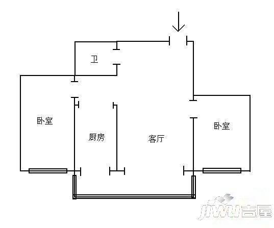 长江名苑2室2厅1卫125㎡户型图