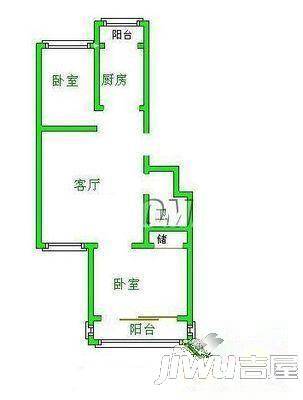 黑建筑家属楼2室1厅1卫户型图