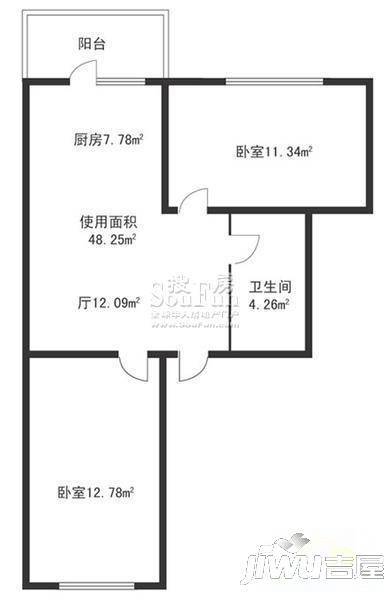 鸿祥家园2室1厅1卫户型图