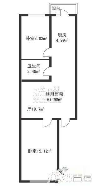 鸿祥家园2室1厅1卫户型图