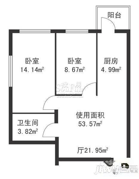 鸿祥家园2室1厅1卫户型图