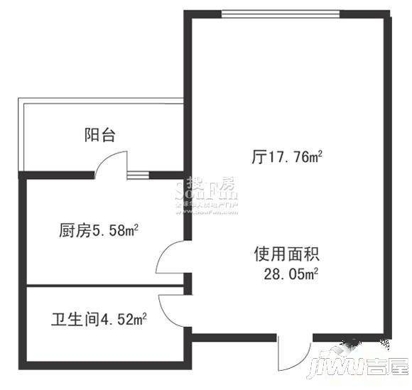 鸿祥家园2室1厅1卫户型图