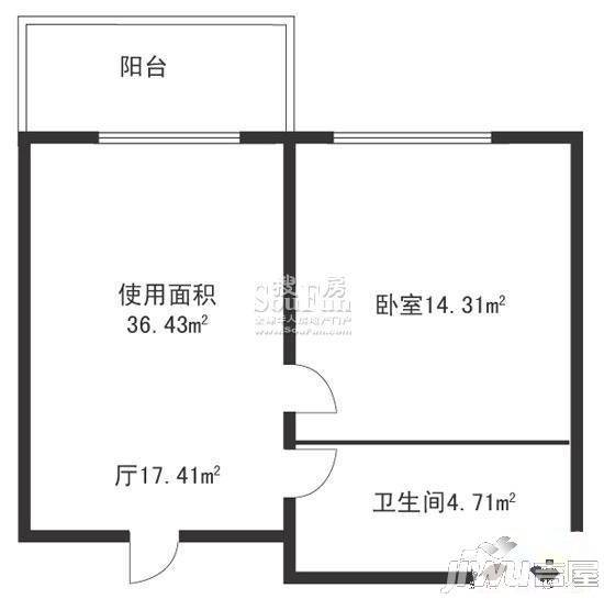 鸿祥家园2室1厅1卫户型图