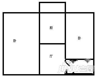 哈轴红旗小区2室1厅1卫户型图