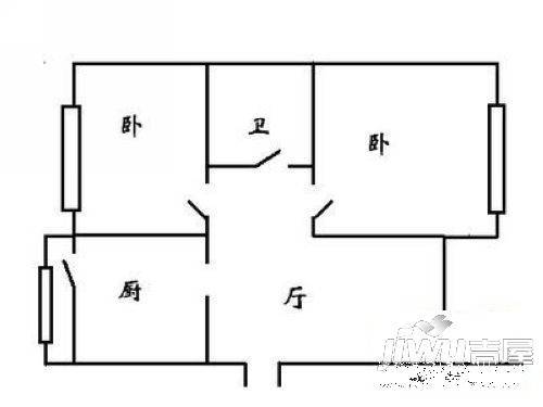 哈轴红旗小区2室1厅1卫户型图