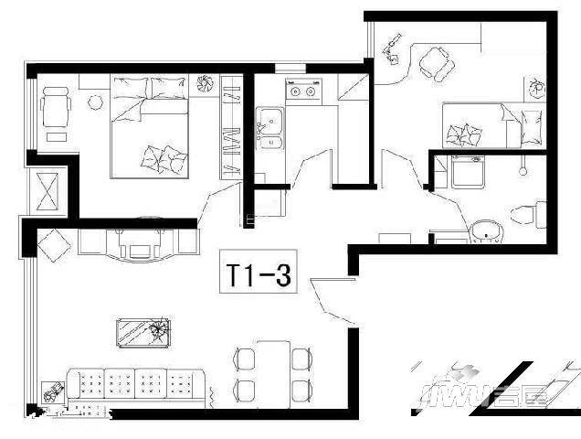 规划局家属楼2室1厅1卫户型图